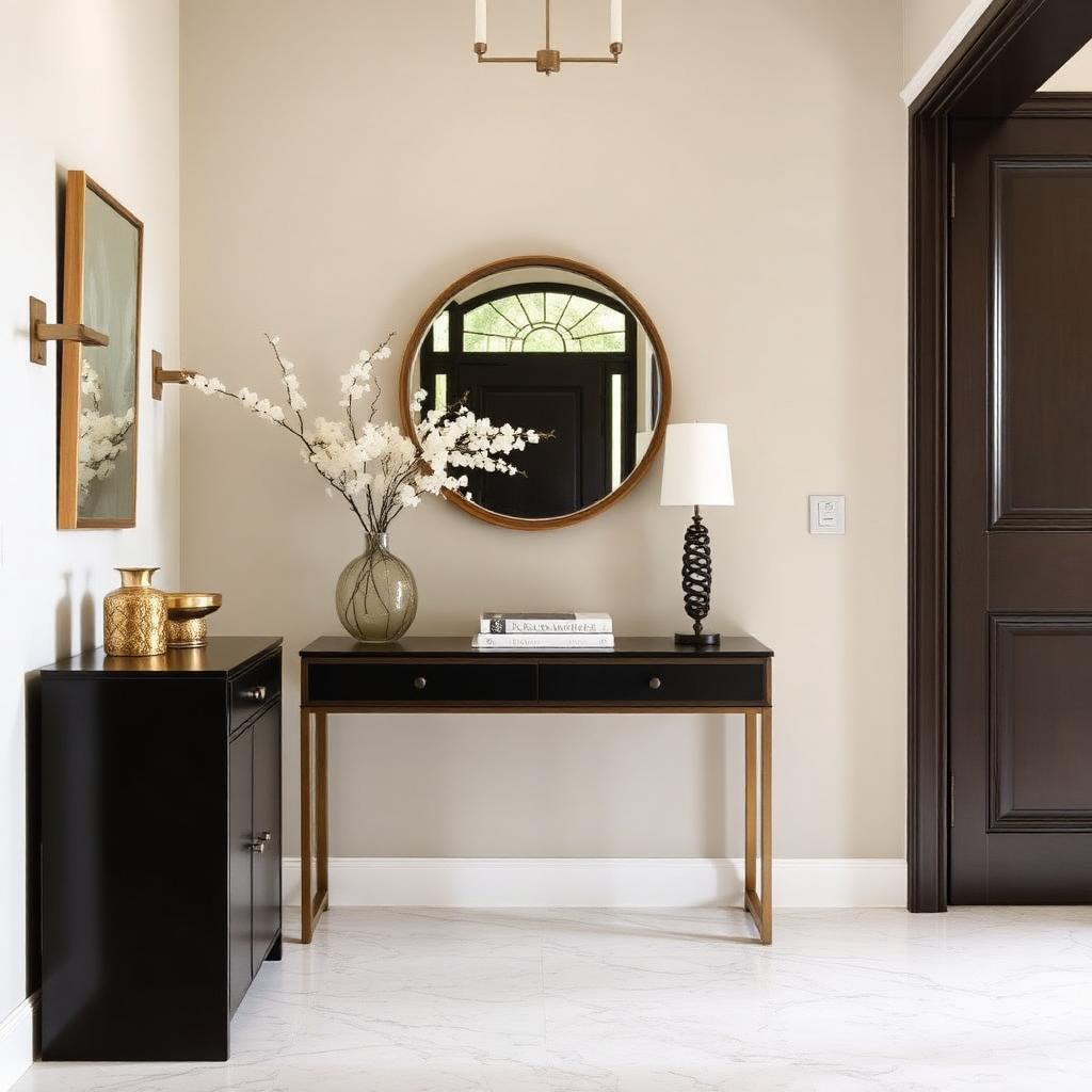 Foyer with console and mirror